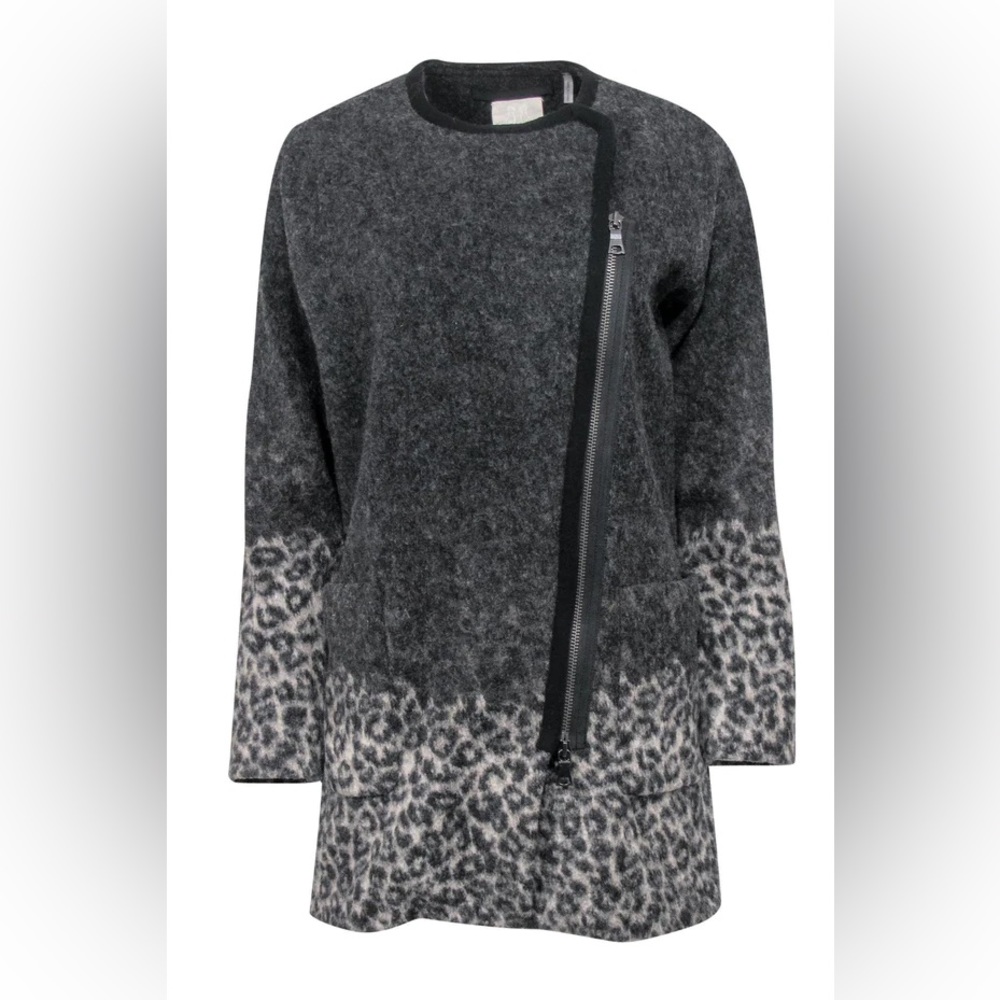 Rebecca Taylor Leopard Print Wool Coat